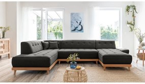 Тъмно сив U-образен разтегателен диван, ляв ъгъл Dazzling Daisy - Miuform