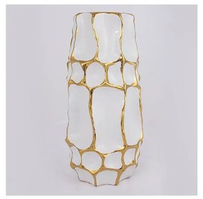 Керамична ваза 31,5x15,5 см златист/бял