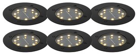 Комплект от 6 земни спота черни с LED IP65 соларни - Тери