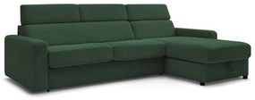 Тъмнозелен разтегателен ъглов диван от рипсено кадифе (променлив) Monaco – Bobochic Paris