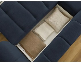 Тъмносин сгъваем/с място за съхранение ъглов диван (ляв ъгъл) Fuji – Bobochic Paris