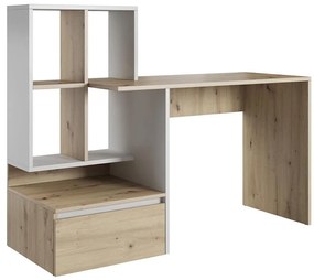 Писмено бюро с полица MARLO, дъб Artisan/бяло