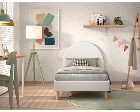 Бяло тапицирано единично легло с решетка 90x200 cm MOON - Vipack