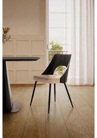 Черни/кремави тапицирани трапезни столове в комплект 2 бр. Gilda – MOME