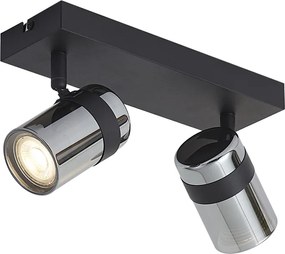 Плафон черен с димно стъкло 2 светлини въртящ се и накланящ се - Gianni