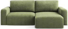 Зелен шенилов сгъваем/с място за съхранение ъглов диван (десен ъгъл) Kona – Makamii