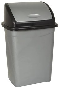 Planet Кош за отпадъци, с люлеещ капак, пластмасов, 16 L, сив