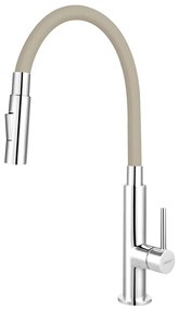 FERRO - Кран за мивка с гъвкаво рамо лъскав хром/бежов
