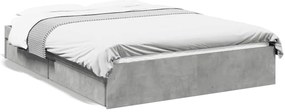 3280695 vidaXL Рамка за легло с чекмеджета, бетонно сива, 135x190 см