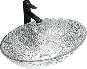 Mexen Goa стъклена умивалник за плот 50 x 36 cm, прозрачен - 24085000