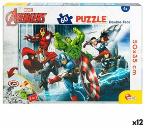 Детски Пъзел The Avengers Двустранно 60 Части 50 x 35 cm (12 броя)