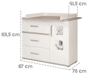 Бял нисък скрин в декор от бряст с масичка за преповиване 117x102 cm Moritz - Roba