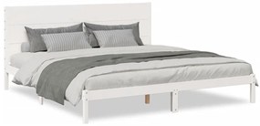 3309278 vidaXL Рамка за легло без матрак, бял, 200x210 см, масивна дървесина