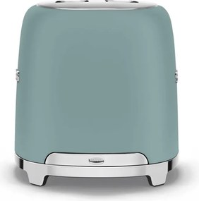 Тостер за хляб SMEG 50's Style TSF01EGMEU, 950W, 2 филии, 6 нива, Тавичка за трохи, Вграден кабел, Неръждаема стомана, Изумрудено зелен