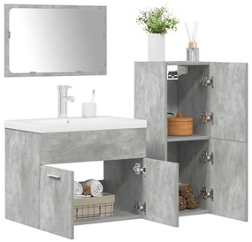 3324903 vidaXL Комплект мебели за баня от 4 части бетонно сив инженерно дърво