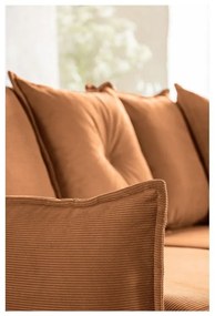 Разтегателен диван от велур в тухлен цвят (променлив) Lazy Lukka - Miuform