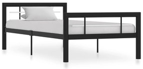 284550 vidaXL Рамка за легло, черно и бяло, метал, 90x200 см