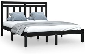 3105234 vidaXL Рамка за легло, черна, дърво масив, 140х190 см