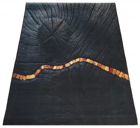 Обикновен черен килим с интересни детайли Широчина: 60 см | Дължина: 100 см