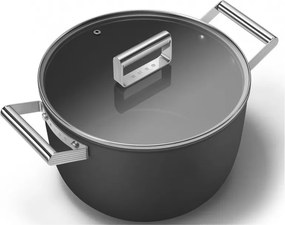 Тенджера SMEG CKFC2611BLM, 7.7 л, Ø26 см, Тефлоново покритие, До 250°C, Индукция, Черен