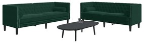 3209293 vidaXL Комплект 2 дивана Честърфийлд, с възглавници, зелено, кадифе