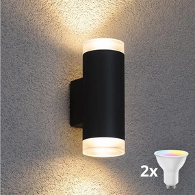Brilagi - LED RGBW външен стенен осветител MATERA 2xGU10/4,8W/230V черен IP54