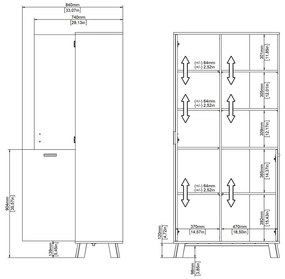 Библиотека от дъбов декор в бял и естествен цвят 89x188x40 cm Ikast – Tvilum
