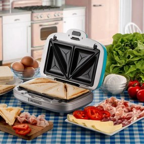 Уред за донати, мъфини и сандвичи 3в1 Ariete PARTY TIME 1972/01, 700W, 3 сменяеми плочи, Индикатори, Тюркоаз