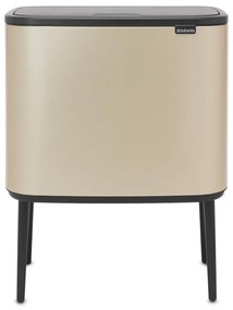 Кош за боклук Brabantia Bo Touch 1003216, 3x11 л, Плавно и безшумно отваряне, Голям отвор, Златен металик