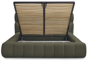 Зелено двойно тапицирано легло с място за съхранение с включена подматрачна рамка 160x200 cm Mont Blanc – Bobochic Paris