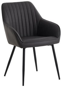 Тъмносиви тапицирани трапезни столове в комплект с подлакътници 2 бр. Nolan Stripe – Unique Furniture