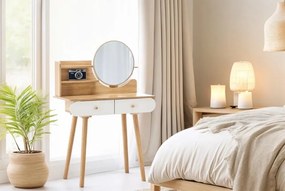 Козметична тоалетка с огледало и дървени чекмеджета