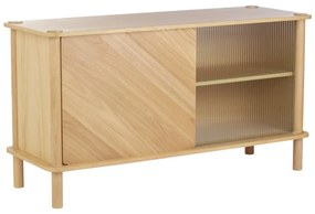 Витрина от масивен дъб с плъзгащи се врати в естествен цвят 135x73,5x48 cm Italic – UMAGE