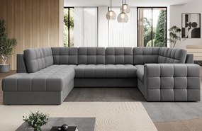 Ъглов диван Bale U-Тъмно сиво-Ляв