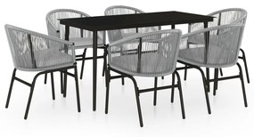 3099254 vidaXL Градински трапезен комплект, 7 части, сив