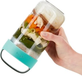 Бутилка с отделения Lekue On The Go 1010225, 600 мл, -20/+100°C, Херметично затваряне, Дръжка, Тюркоаз