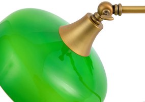 Класическа настолна лампа бронз със зелено опалово стъкло - Clerk