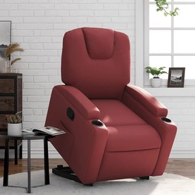 3204434 vidaXL Изправящ реклайнер стол, виненочервен, изкуствена кожа