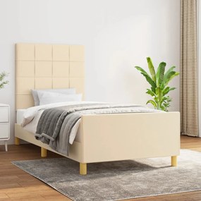 3125030 vidaXL Рамка за легло без матрак, кремави, 90x200 см, плат