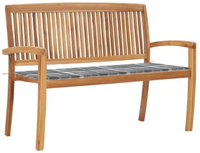 3063293 vidaXL Стифираща градинска пейка с възглавница, 128,5 см, тик масив