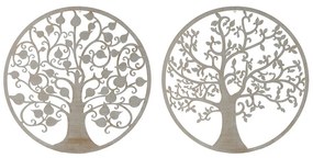 Декорация за стена DKD Home Decor Бял Метал Дърво (2 pcs) (100 x 1 x 100 cm)