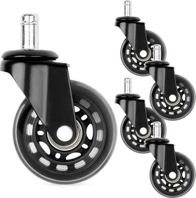 Комплект от 5 колелца за офис столове за твърд под 6.3 cm-10 mm
