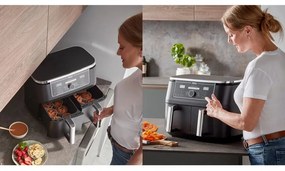 Фритюрник с горещ въздух Ninja AF400EU, 2470W, 9.5 л, 6 програми, 2 независими зони, Черен