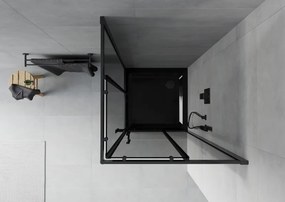 Mexen Rio квадратна душ кабина 80 x 80 см, графит, черна + поддушово корито Flat,