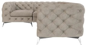 Сиво-бежов кадифен ъглов диван (ляв ъгъл/L форма) Chelsea – Ropez