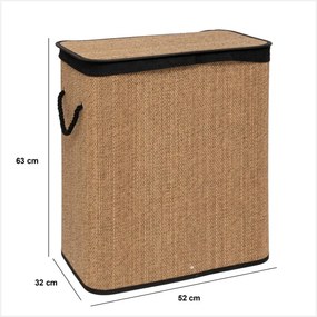 Кош за пране 5five, Правоъгълен, Бамбук и черен плат, 100 l