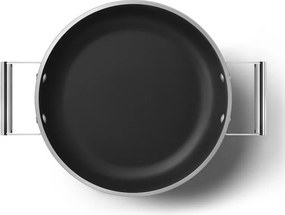 Плитка тенджера с капак Smeg DPF2812BLM, 28 см, 4.3 л, Керамично незалепващо покритие, Фурна до 250C, Без PFAS, Индукция, Черен