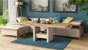 ЛЕКСУС Дъб Артизан/Бежов (Шампанско) - МОДЕРНА РАЗТЕГАТЕЛНА ХОЛНА МАСА С ПОВДИГАЩ МЕХАНИЗЪМ