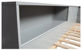 Сиво единично легло от борова дървесина, 90 x 200 cm Connect - WOOOD
