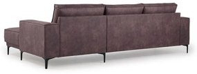 Тъмнокафяв ъглов диван от изкуствена кожа (десен ъгъл) Copenhagen - Scandic